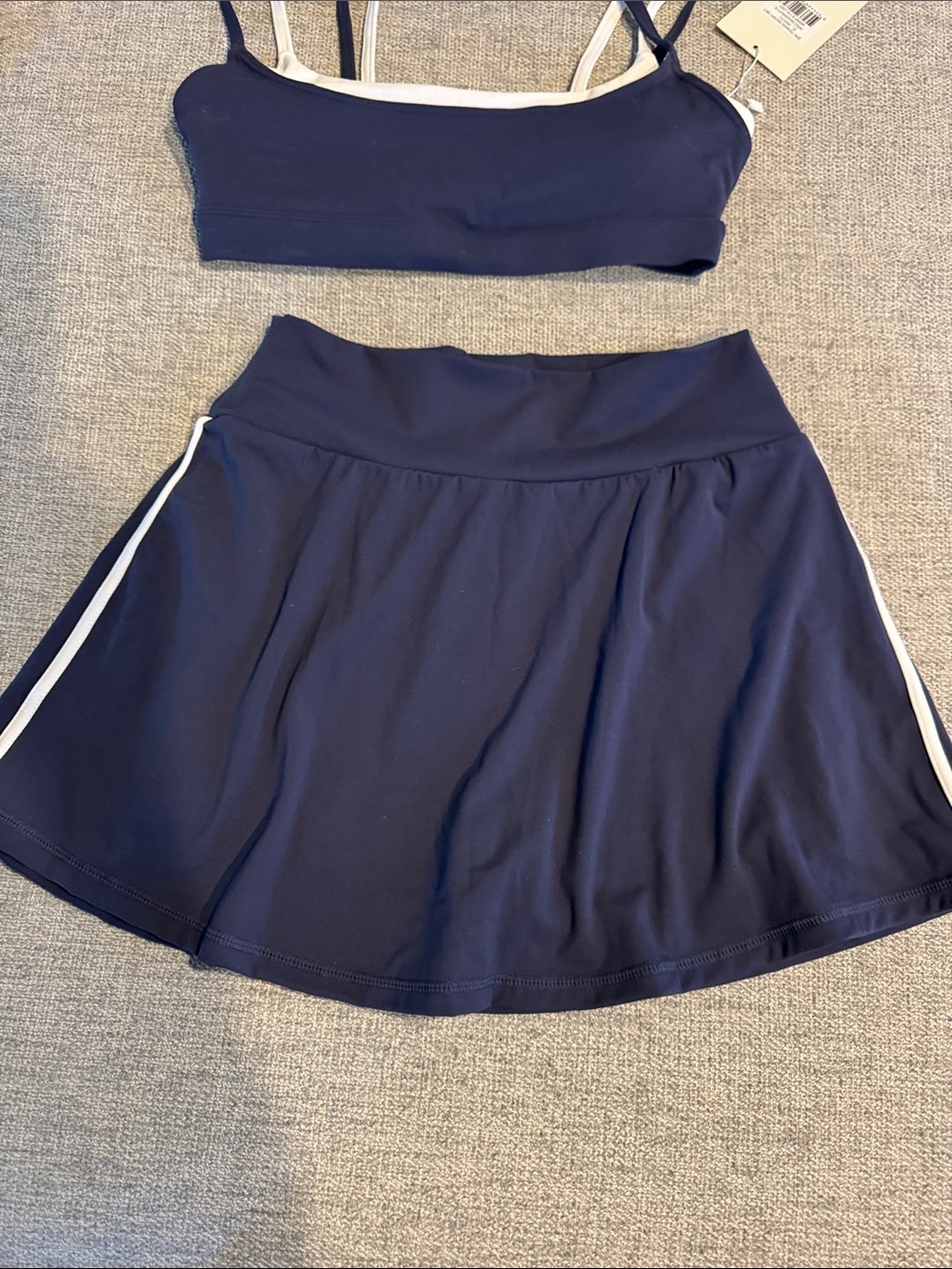 NWT. WILO the label Navy Blue Sports Bra and Skirt Set Size Small - Picture 4 of 8